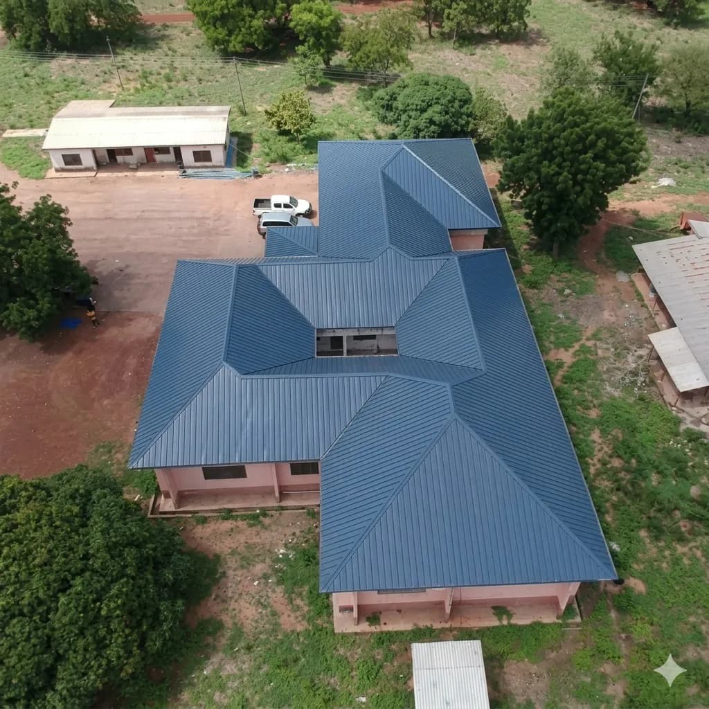Completed institutional roofing project in Ghana